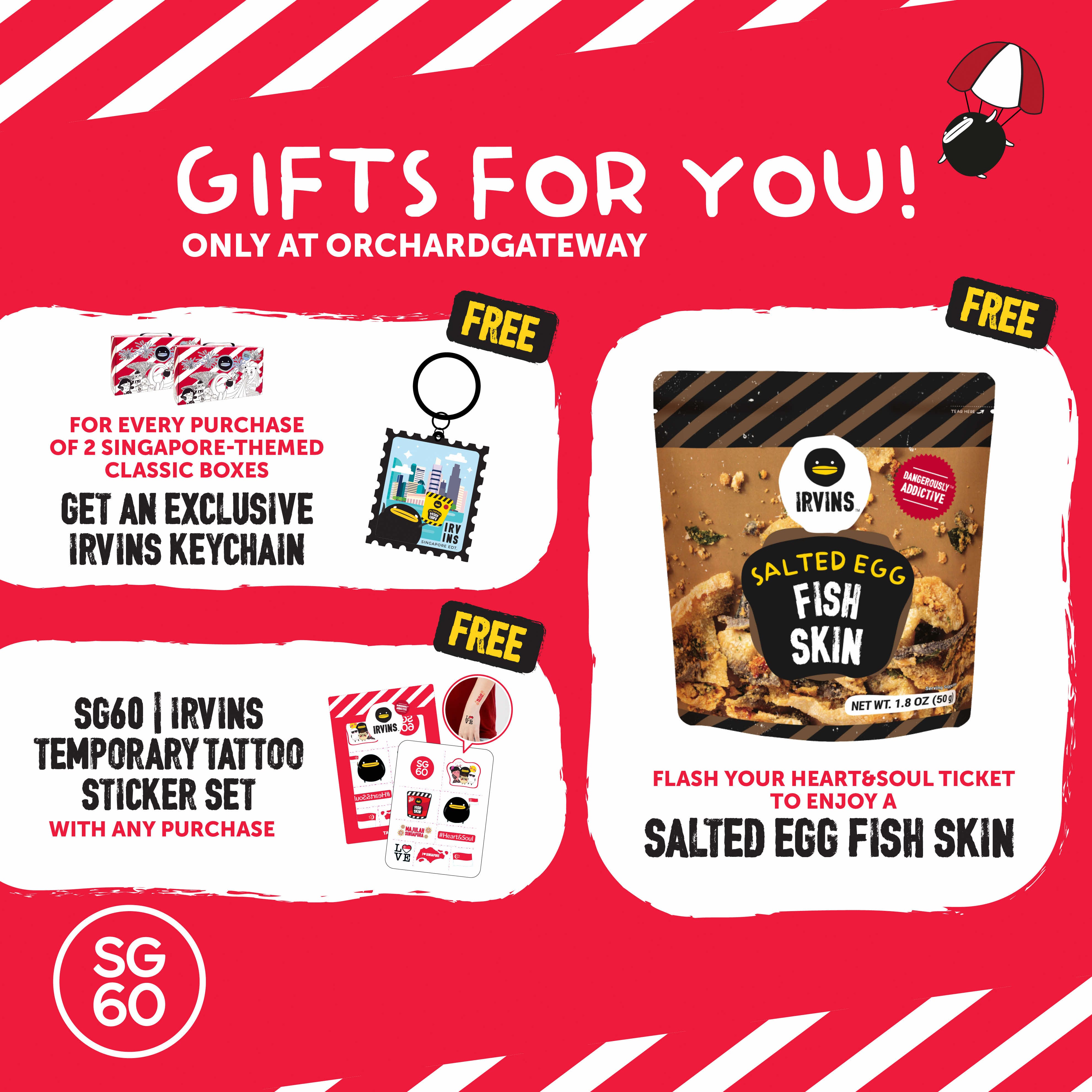 Snag a FREE Salted Egg Fish Skin snack + SG60 limited edition merch